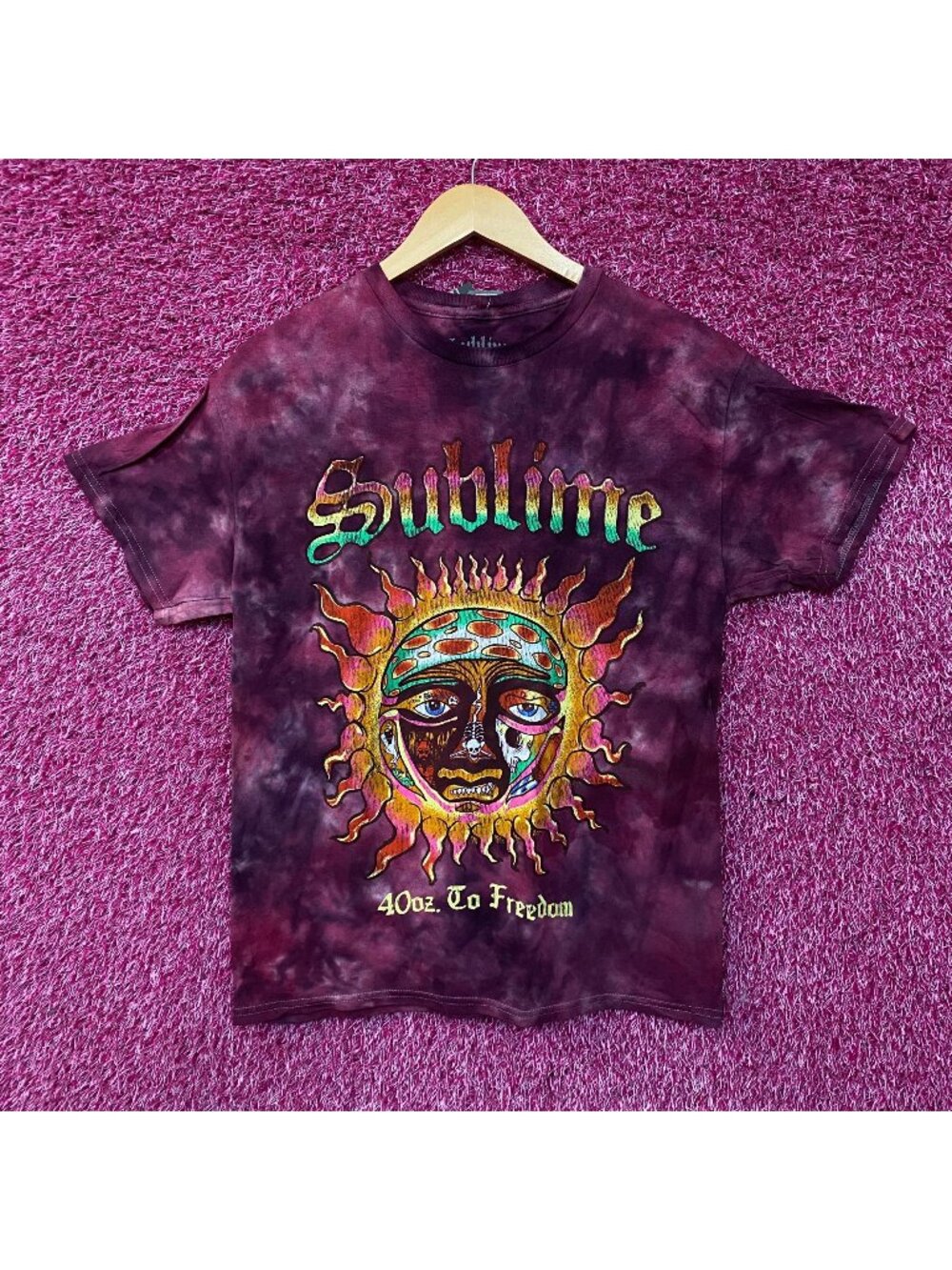 Sublime 40 Oz To Freedom Album Cover Sun Logo Tie-Dye T-Shirt Medium